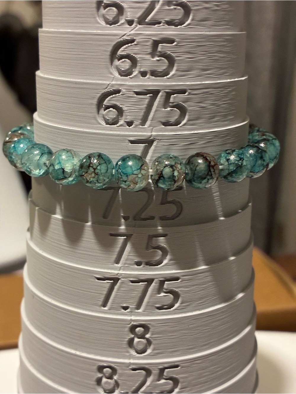 Turquoise Marbled Beaded Stretch Bracelet for Women New Without Tags